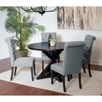 Ensemble de salle à manger 5 pièces de style moderne avec table ronde à piètement croisé et 4 chaises rembourrées en lin capitonné