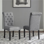 Ensemble de salle à manger 5 pièces de style moderne avec table ronde à piètement croisé et 4 chaises rembourrées en lin capitonné