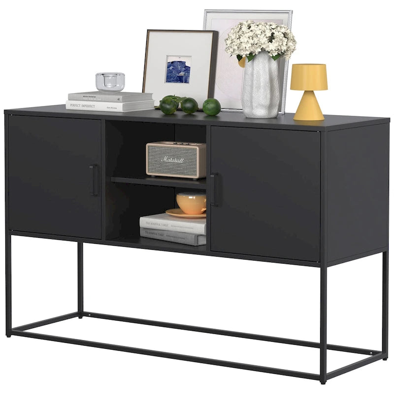 Bahut moderne avec deux portes et étagères de rangement pour salon, chambre, salle à manger