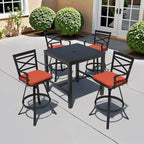 Ensemble de 3 ou 5 tabourets de bar pivotants et table de patio en aluminium pour l'extérieur