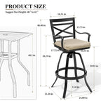 Ensemble de 3 ou 5 tabourets de bar pivotants et table de patio en aluminium pour l'extérieur