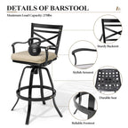 Ensemble de 3 ou 5 tabourets de bar pivotants et table de patio en aluminium pour l'extérieur