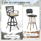 Ensemble de 3 ou 5 tabourets de bar pivotants et table de patio en aluminium pour l'extérieur