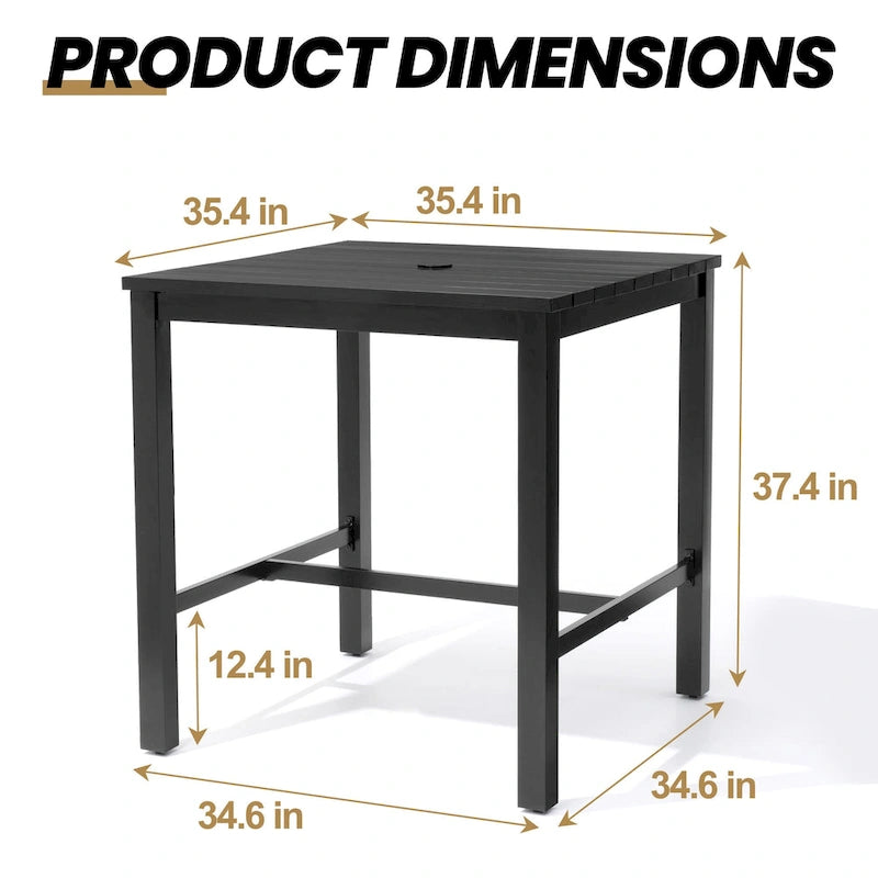 Ensemble de 3 ou 5 tabourets de bar pivotants et table de patio en aluminium pour l'extérieur
