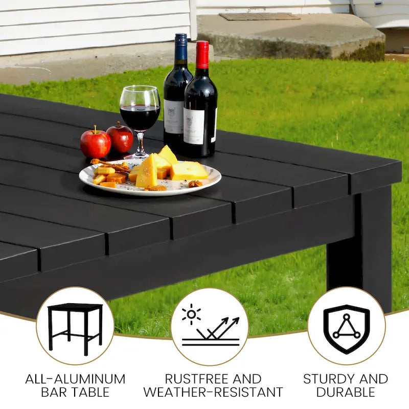 Ensemble de 3 ou 5 tabourets de bar pivotants et table de patio en aluminium pour l'extérieur