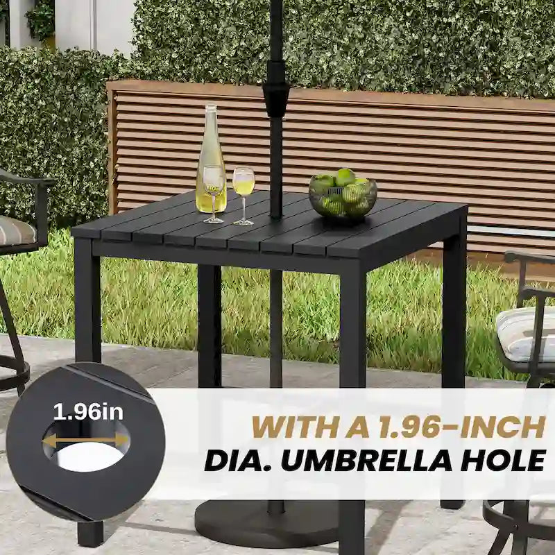 Ensemble de 3 ou 5 tabourets de bar pivotants et table de patio en aluminium pour l'extérieur