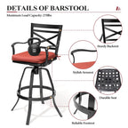 Ensemble de 3 ou 5 tabourets de bar pivotants et table de patio en aluminium pour l'extérieur