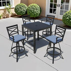 Ensemble de 3 ou 5 tabourets de bar pivotants et table de patio en aluminium pour l'extérieur