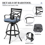 Ensemble de 3 ou 5 tabourets de bar pivotants et table de patio en aluminium pour l'extérieur