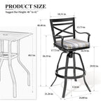 Ensemble de 3 ou 5 tabourets de bar pivotants et table de patio en aluminium pour l'extérieur