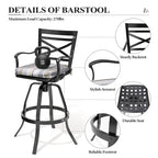 Ensemble de 3 ou 5 tabourets de bar pivotants et table de patio en aluminium pour l'extérieur