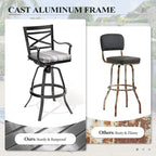 Ensemble de 3 ou 5 tabourets de bar pivotants et table de patio en aluminium pour l'extérieur