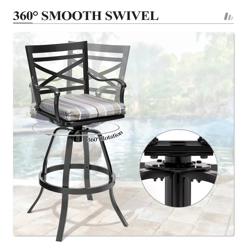 Ensemble de 3 ou 5 tabourets de bar pivotants et table de patio en aluminium pour l'extérieur