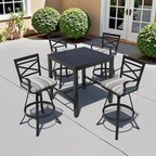 Ensemble de 3 ou 5 tabourets de bar pivotants et table de patio en aluminium pour l'extérieur
