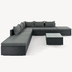 Ensemble de salon de jardin modulable en osier tressé 8 pièces avec table basse et coussins