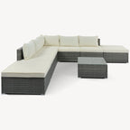 Ensemble de salon de jardin modulable en osier tressé 8 pièces avec table basse et coussins