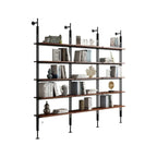 Étagère bibliothèque haute marron à cadre métallique et dos ouvert
