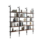 Étagère bibliothèque haute marron à cadre métallique et dos ouvert