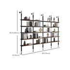 Étagère bibliothèque haute marron à cadre métallique et dos ouvert