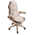 Fauteuil de bureau pivotant réglable en cuir gris et blanc moderne