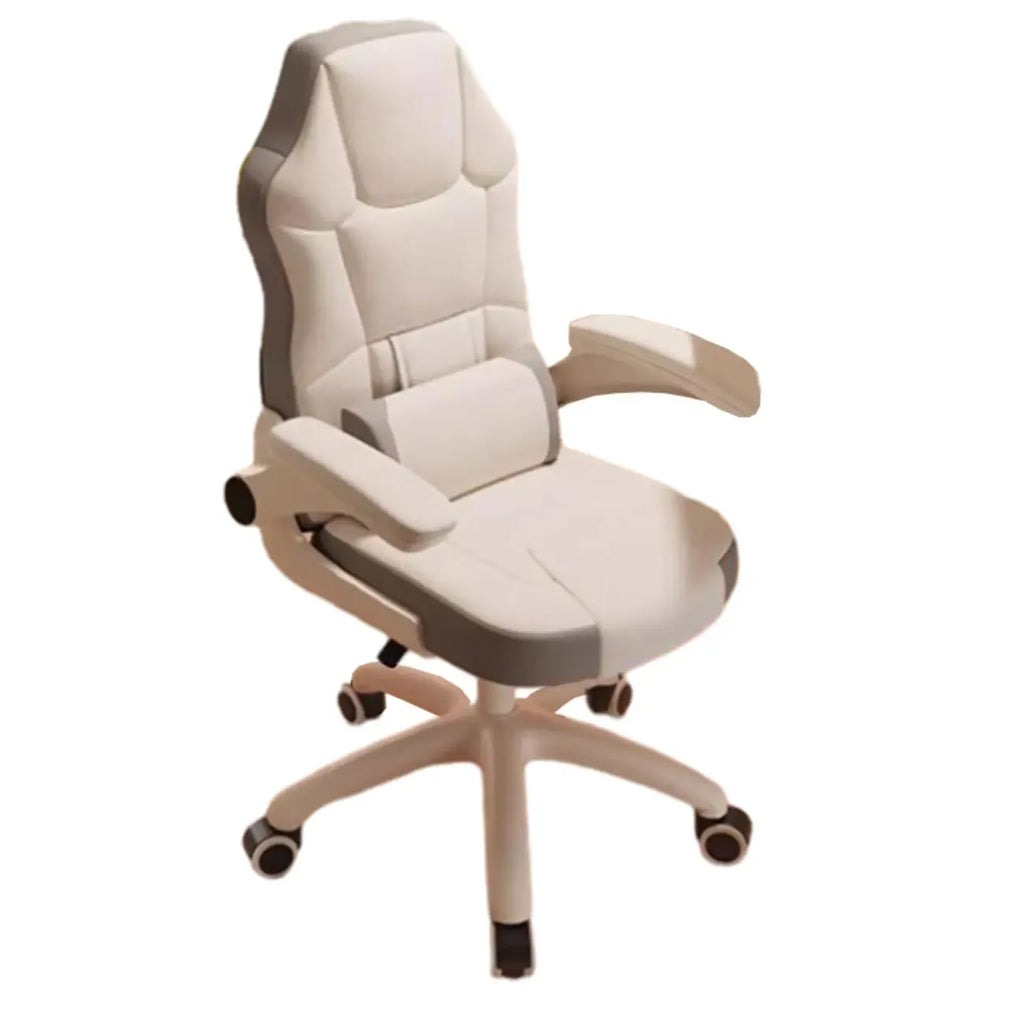 Fauteuil de bureau pivotant réglable en cuir gris et blanc moderne
