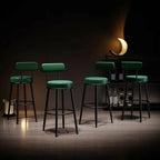 Tabouret de bar moderne en fer rond à dossier ouvert et rembourré