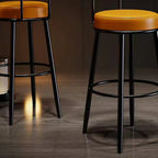 Tabouret de bar moderne en fer rond à dossier ouvert et rembourré