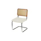 Chaise de salle à manger moderne en similicuir marron avec dossier tissé et piètement cantilever