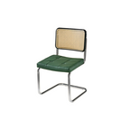 Chaise de salle à manger moderne en similicuir marron avec dossier tissé et piètement cantilever