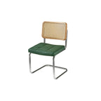 Chaise de salle à manger moderne en similicuir marron avec dossier tissé et piètement cantilever