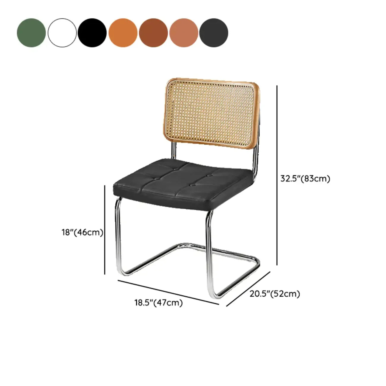 Chaise de salle à manger moderne en similicuir marron avec dossier tissé et piètement cantilever