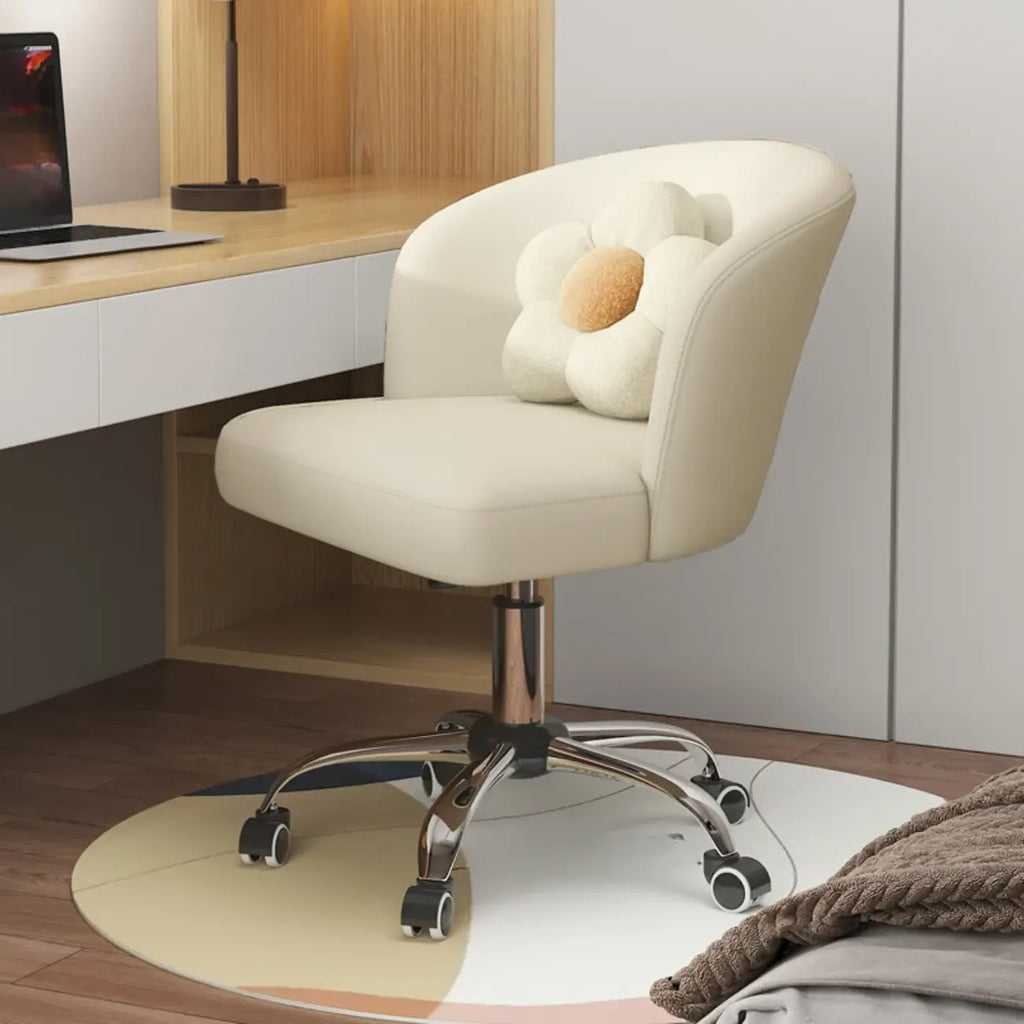 Fauteuil de bureau pivotant élégant en cuir orange