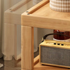 Dessus de table de rangement en bois de noyer à 3 niveaux avec roulettes