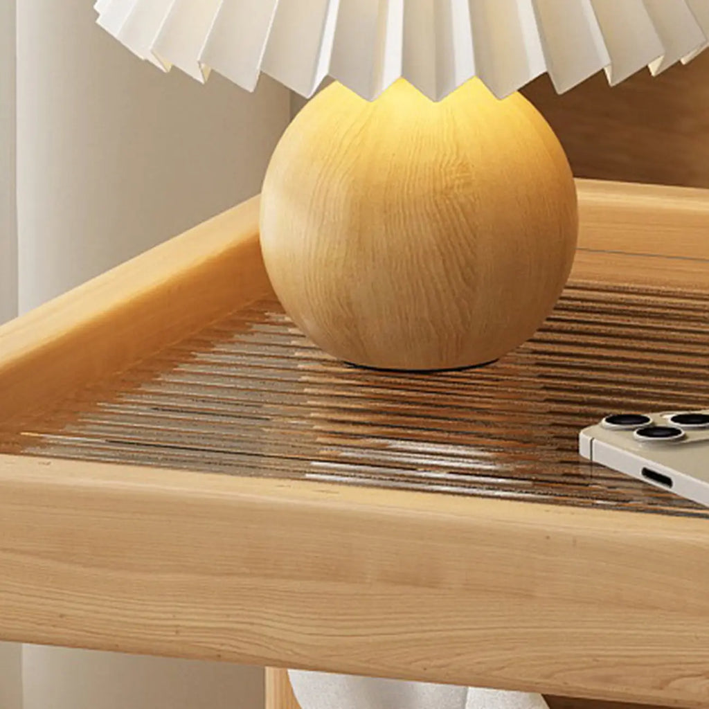Dessus de table de rangement en bois de noyer à 3 niveaux avec roulettes