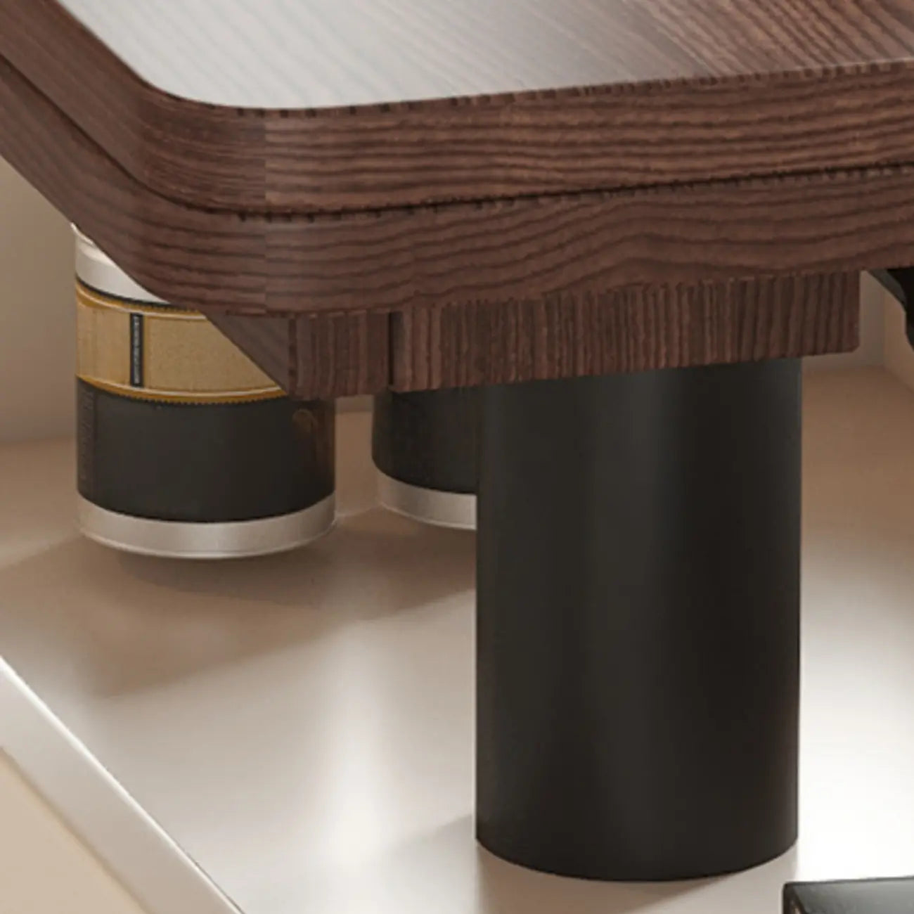Table d'appoint pliante rectangulaire en bois et métal avec plateau relevable et roulettes