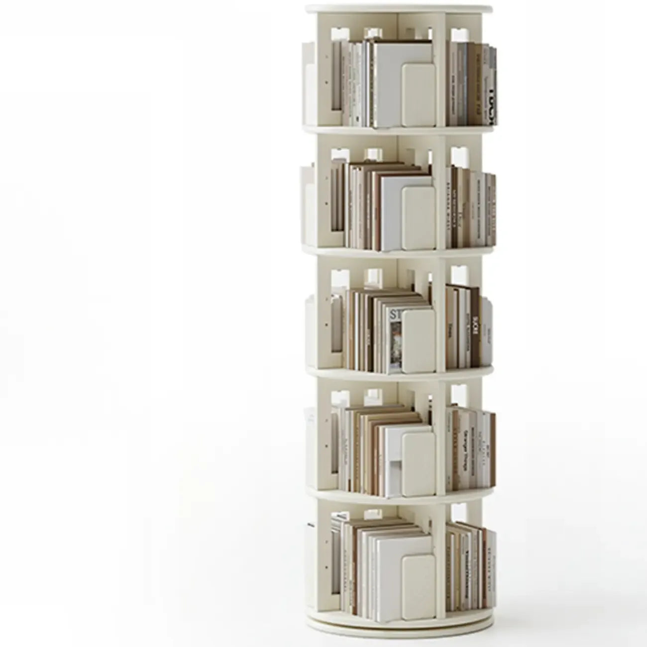 Bibliothèque verticale ouverte à l'arrière en hévéa pivotante avec tiroir