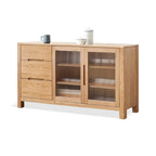 Buffet moderne en bois avec étagères et tiroirs