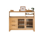 Buffet moderne en bois avec étagères et tiroirs