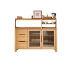 Buffet moderne en bois avec étagères et tiroirs