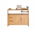 Buffet moderne en bois avec étagères et tiroirs