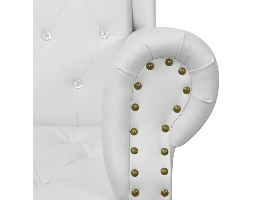 High-back white faux leather chair