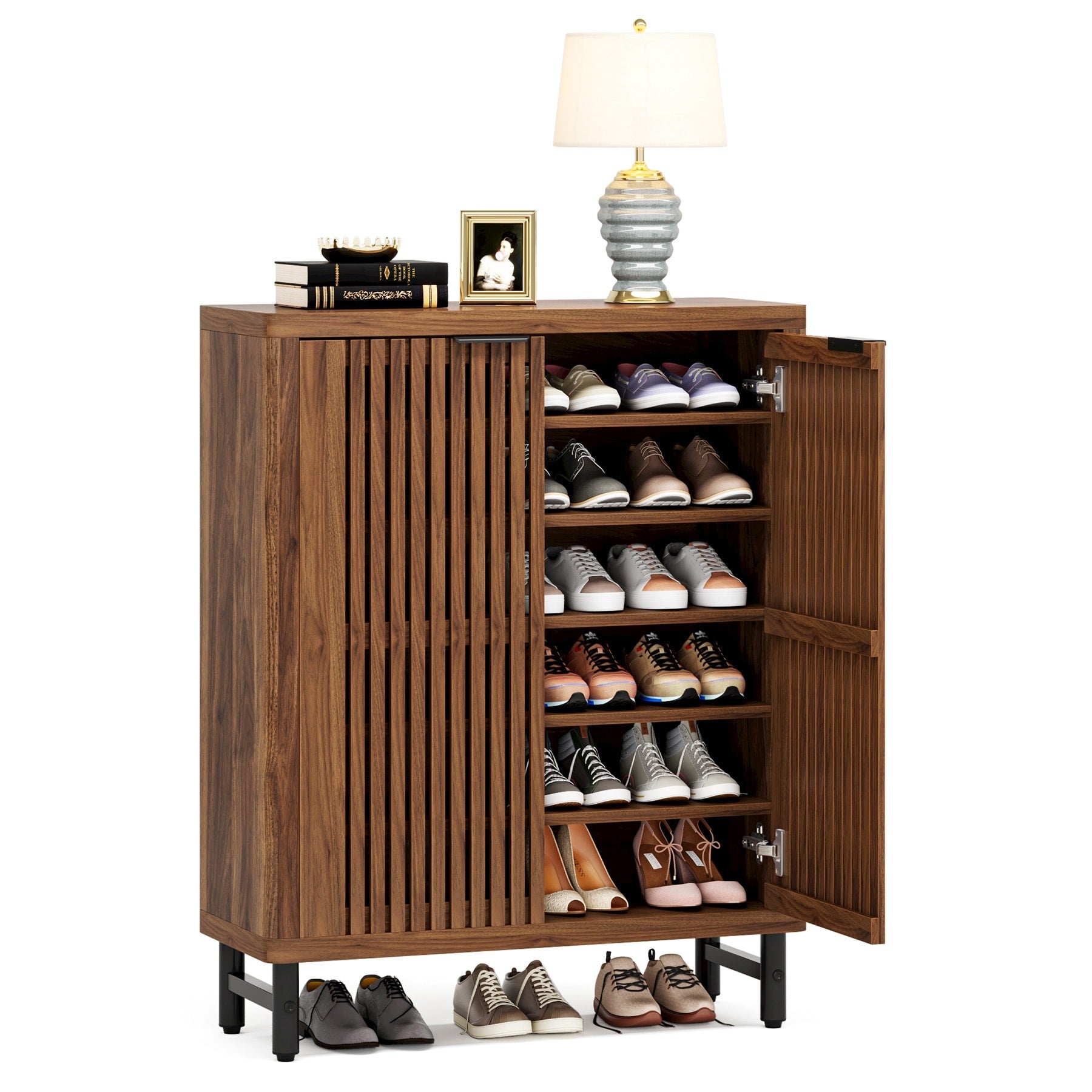 Meuble à chaussures 24 paires avec porte pour entrée et salon