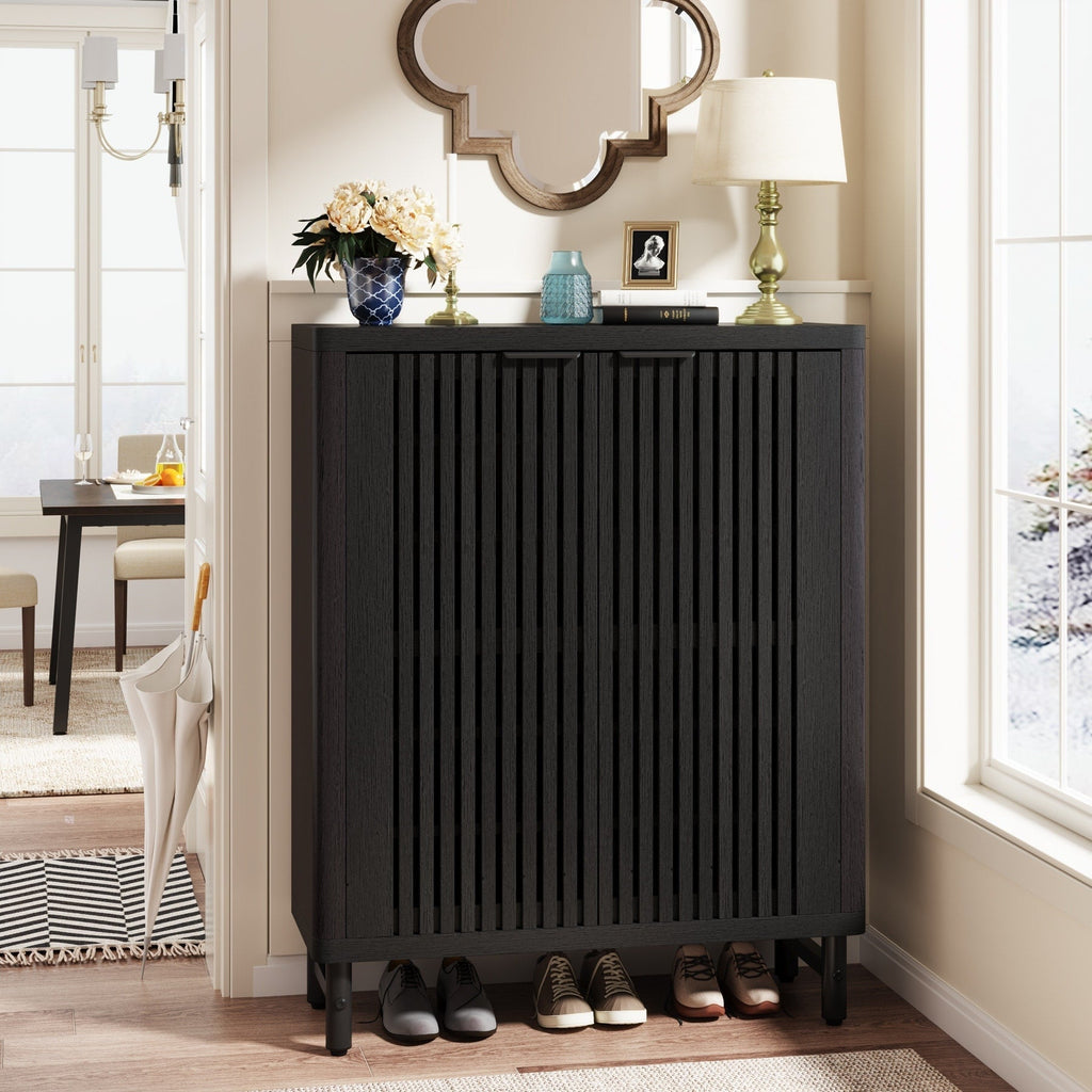 Meuble à chaussures 24 paires avec porte pour entrée et salon