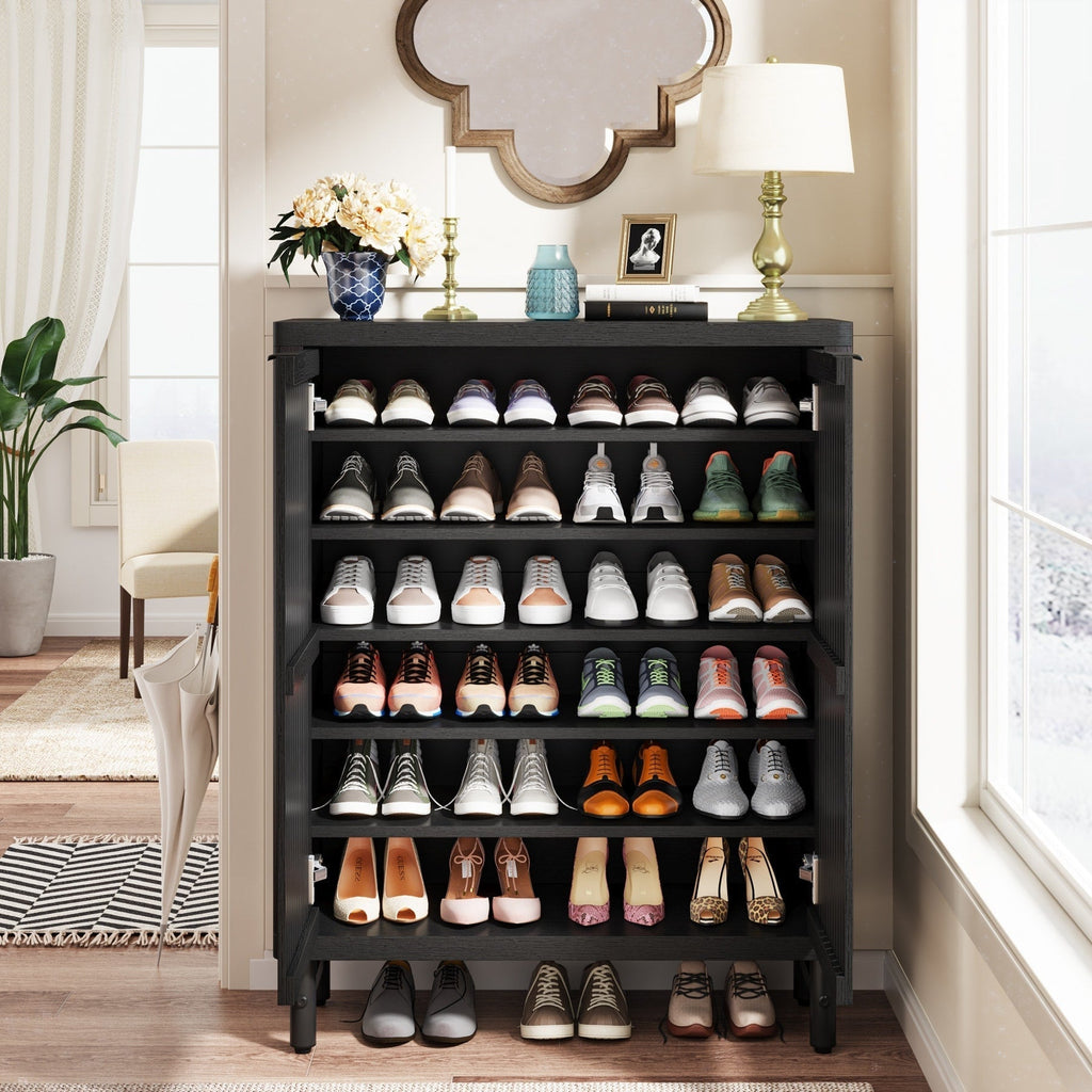 Meuble à chaussures 24 paires avec porte pour entrée et salon