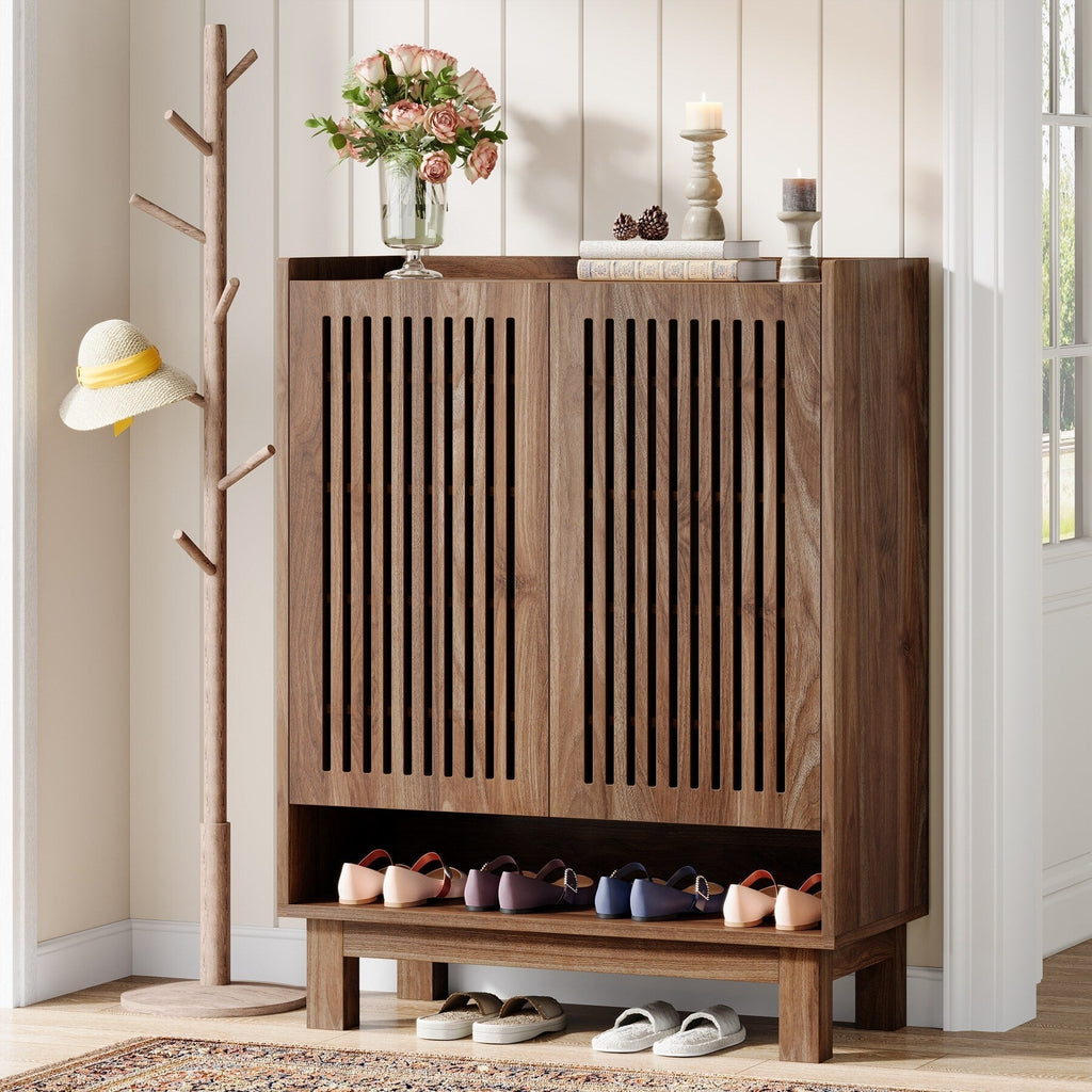 Meuble à chaussures 24 paires avec porte pour entrée et salon