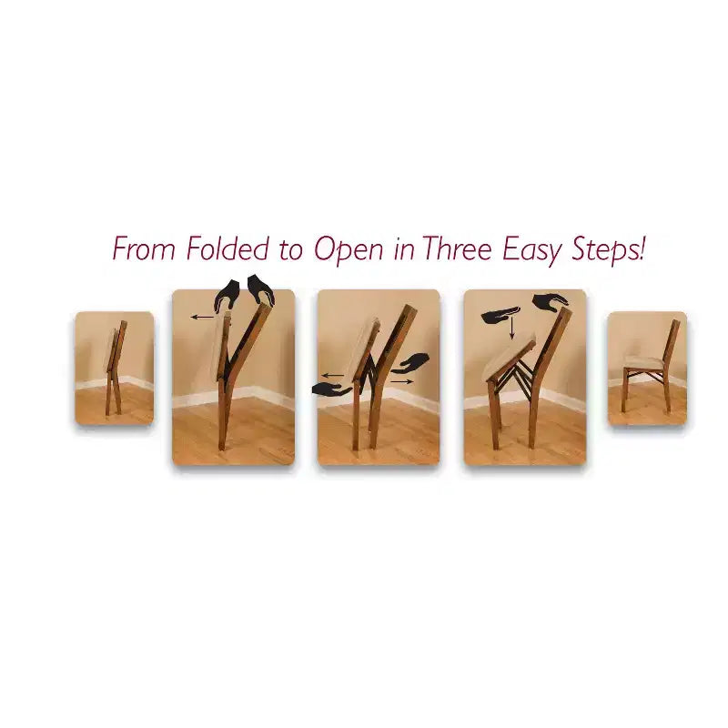 Stakmore, lot de 2 chaises pliantes à dossier à lattes, chêne marron, bois massif, assise rembourrée, entièrement assemblé