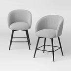 Set of 2 24" Barrel Back Counter Stools with Metal Base & Footrest Counter Stool Gray - Room Essentials™