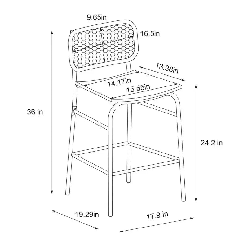 Lot de 2 tabourets de bar à hauteur de comptoir en métal avec dossier en osier de 61 cm (24 po) et repose-pieds noirs - Room EssentialsMC