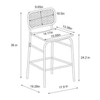 Lot de 2 tabourets de bar à hauteur de comptoir en métal avec dossier en osier de 61 cm (24 po) et repose-pieds noirs - Room EssentialsMC