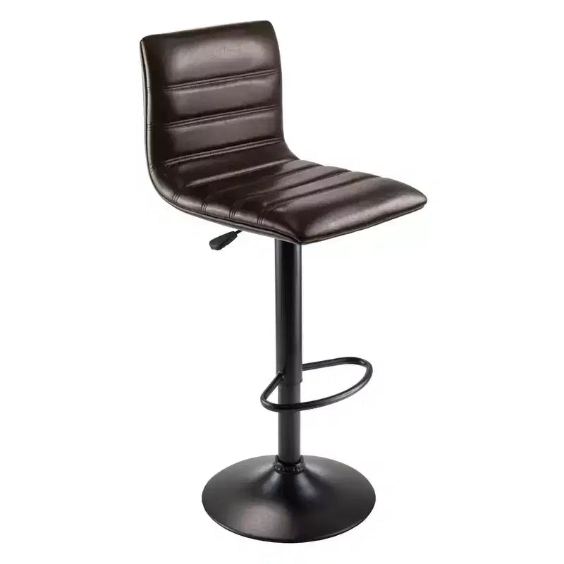 Holly Air Lift Adjustable Stool L Shape Backrest Espresso/Black - Winsome: Swivel, Faux Leather, Metal Frame, Footrest